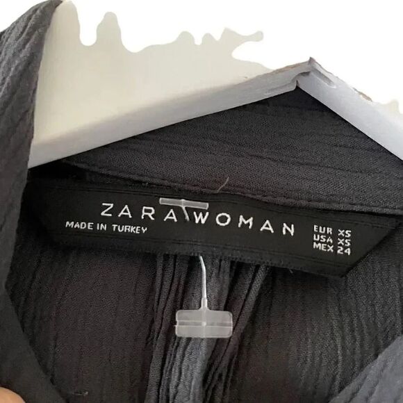 Zara Charcoal Loose Kimono Asymmetrical Long Sleeves Boho Blouse SZ XS #1160 - Picture 7 of 14